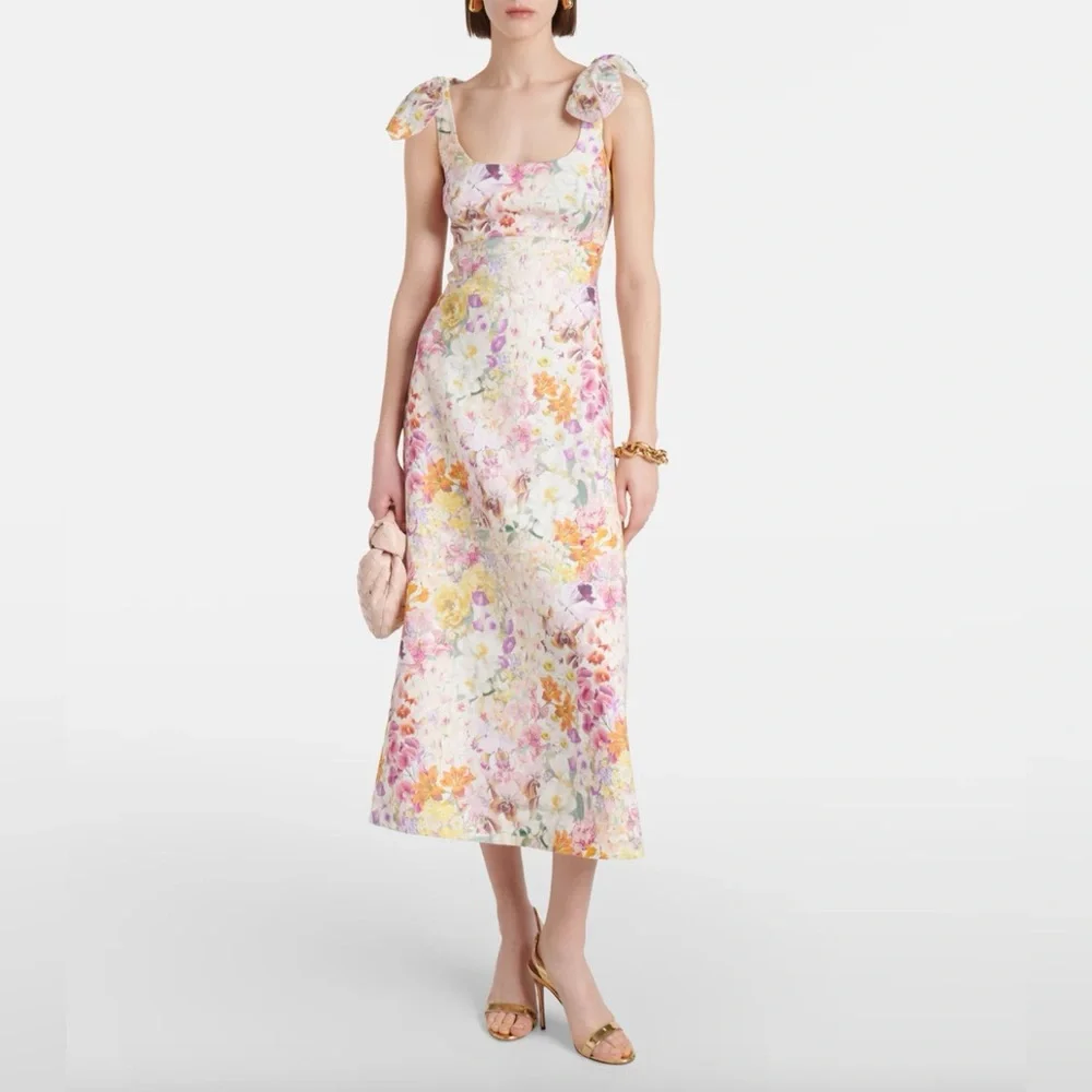 Zimmermann Harmony Floral Linen Midi Dress - Picture 2 of 4